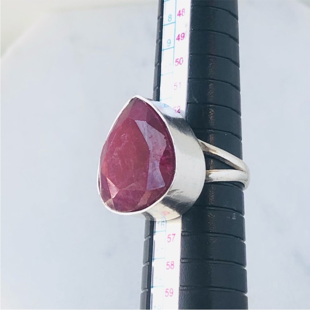 925 Sterling Silver Plated Ruby Triangle Shape Bo… - image 3